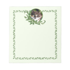 Bloc De Notas Calico Kitten Garden Green Notepad