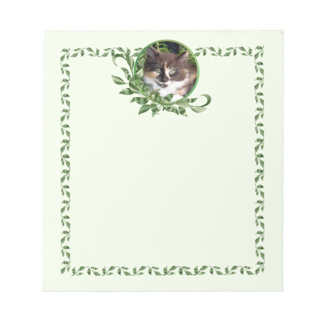 Bloc De Notas Calico Kitten Garden Green Notepad (Frente)
