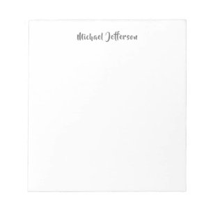 Bloc De Notas Caligrafía Clásica Elegante Nombre Blanco Negro