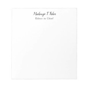 Bloc De Notas Caligrafía clásica elegante simple blanca