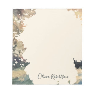 Bloc De Notas Caligrafía de nombre personalizado Boho Acuarela O