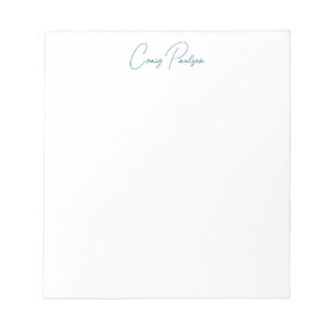 Bloc De Notas Caligrafía de tu nombre en blanco y azul, minimali