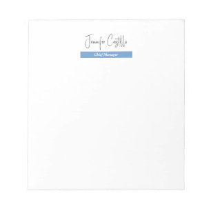 Bloc De Notas Caligrafía minimalista azul negro blanco liso