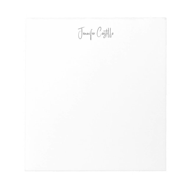 Bloc De Notas Caligrafía Minimalista blanca y simple (Frente)