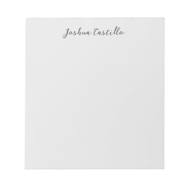 Bloc De Notas Calligraphy Simple Grey Professional Name (Frente)