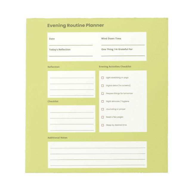 Bloc De Notas Calm Evening Routine Planner (Frente)