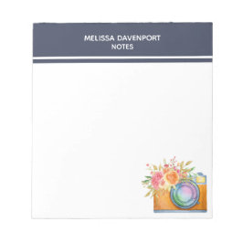 Bloc De Notas Cámara Boho Naranja y acuarela con buquet floral
