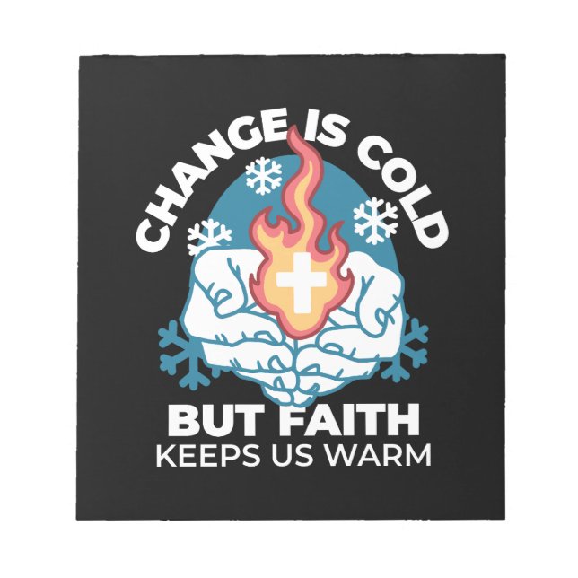 Bloc De Notas Cambio frío, fuego de fe - Cristiano motivacional (Frente)