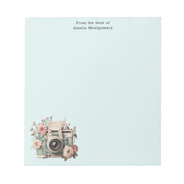 Bloc De Notas Camera with Flowers Retro Pastel (Frente)