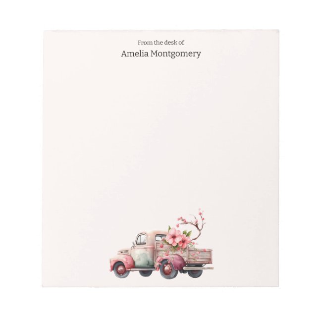 Bloc De Notas Camión de granjero de cosecha rosa (Frente)