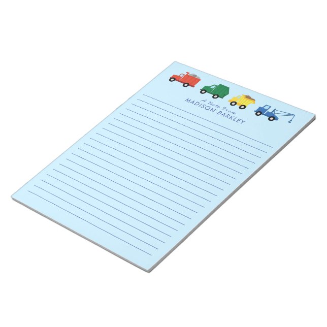 Bloc De Notas Camiones de niño pequeño y estatista noepad (Lado Derecho)