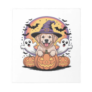 Bloc De Notas Camiseta clásica de perro bruja de Halloween Retri