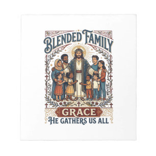 Bloc De Notas Camiseta cristiana de familia mezclada de Jesús