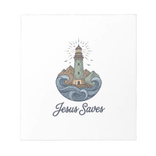 Bloc De Notas Camiseta Cristiana Faro Vintage Jesús Salva_1