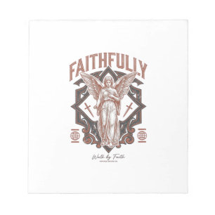 Bloc De Notas Camiseta cristiana grabado vintage ángel fielmente