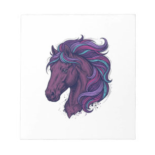 Bloc De Notas Camiseta de arte de cabeza de caballo colorida gra