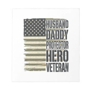 Bloc De Notas Camiseta de bandera de héroe protector papá esposo