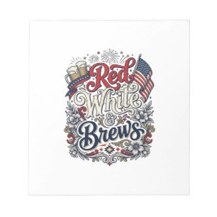 Bloc De Notas Camiseta de cerveza patriótica Red White & Brews D