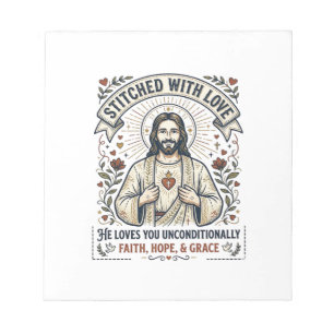 Bloc De Notas Camiseta de Jesús cosiendo edredones Gráfica crist