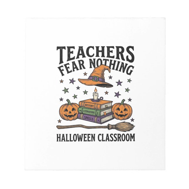 Bloc De Notas Camiseta De Profesor De Halloween Con Libros De Br (Frente)