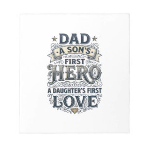 Bloc De Notas Camiseta de tipografía vintage de amor hija héroe 