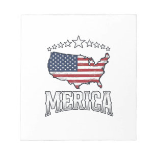 Bloc De Notas Camiseta Mapa Bandera Patriótica Vintage Merica Di