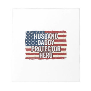 Bloc De Notas Camiseta Patriótica Marido Papá Protector Héroe Ba