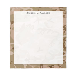 Bloc De Notas Camo Camuflaje Verde Marrón Beige Desierto Monogra