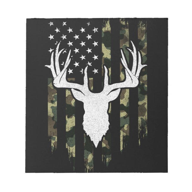 Bloc De Notas Camo Us Flag Deer Elk Buck Camoflage Hunting (Frente)