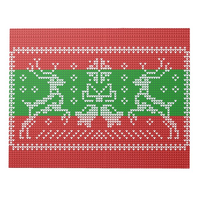 Bloc De Notas Campanas de jingle de suéter feo Navidad renos cro (Frente)