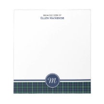Campbell Clan Navy Blue Scottish Tartán Monograma