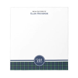 Bloc De Notas Campbell Clan Navy Blue Scottish Tartán Monograma