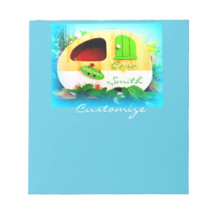 Bloc De Notas Camper retro vintage azul personalizado
