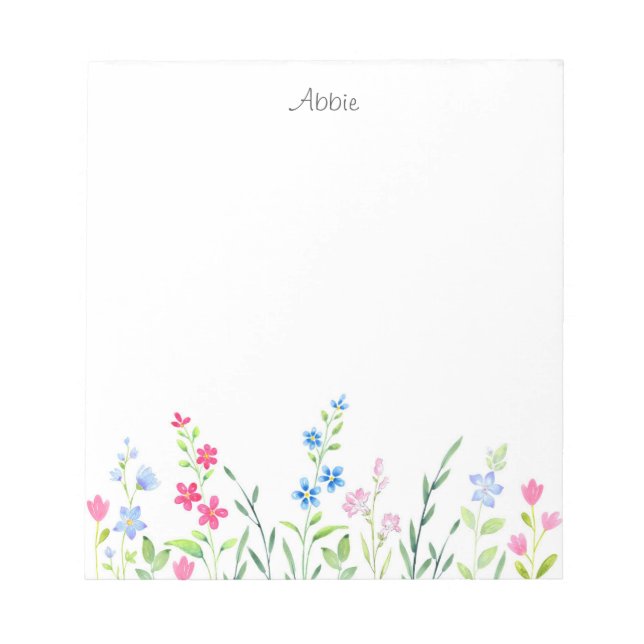 Bloc De Notas Campo de flores silvestres de acuarela mixta (Frente)
