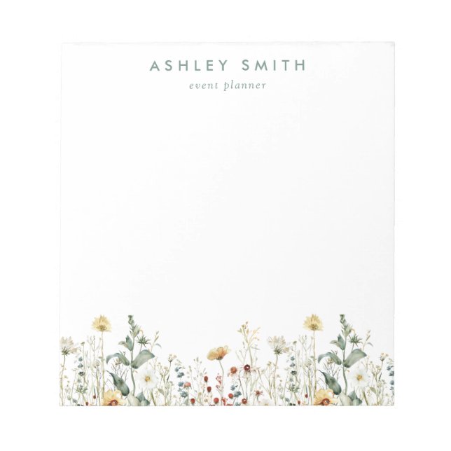 Bloc De Notas Campo de flores silvestres de verano negocio (Frente)