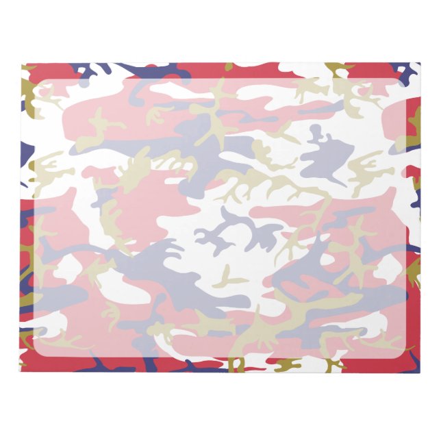 Bloc De Notas Camuflaje, Azul Blanco Rojo Dorado, Militar, Ejérc (Frente)