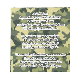 Bloc De Notas Camuflaje del Ejército del Poema de los Abuelos