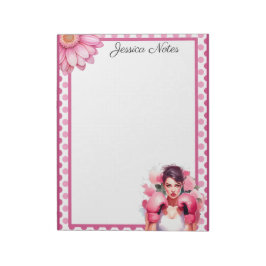 Bloc De Notas Cáncer de Mama Floral Rosa y Bonito