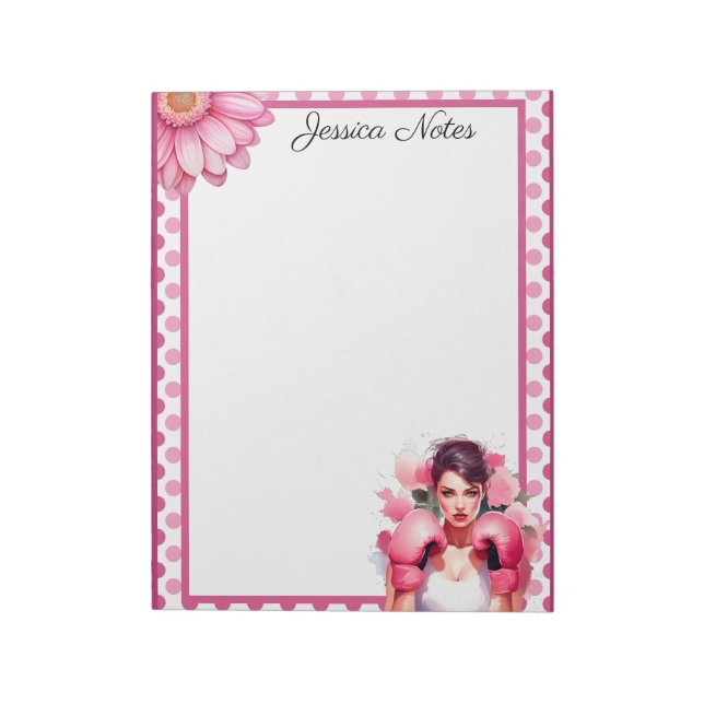 Bloc De Notas Cáncer de Mama Floral Rosa y Bonito (Lado Izquierdo)