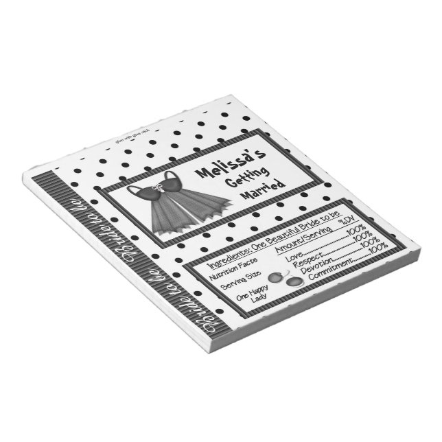 Bloc De Notas Candy Bar Wrapper Bridal Shower Party Favor (Lado Derecho)