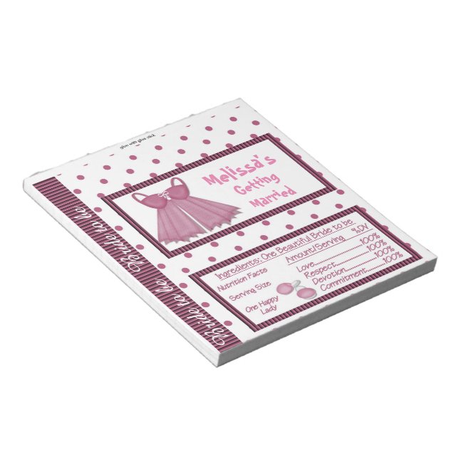 Bloc De Notas Candy Bar Wrapper Bridal Shower Party Favors (Lado Derecho)