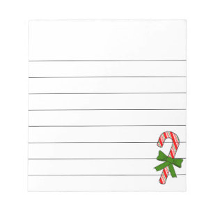Bloc De Notas Candy Cane Green Ribbon Christmas Drawing Lined 