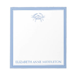 Bloc De Notas Cangrejo blanco y azul precoz personalizado