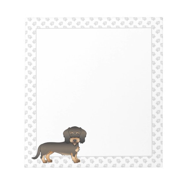 Bloc De Notas Cañón de alambre salvaje Haired Dachshund Cartoon  (Frente)