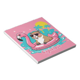 Bloc De Notas Capivara Estilosa no Verão com Boia Rosa