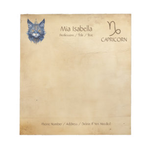 Bloc De Notas Capricornio de Rótulo zodiaco y gato celeste - Not