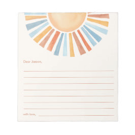 Bloc De Notas Cápsula del tiempo Boho sol amarillo sol azul