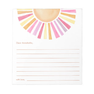 Bloc De Notas Cápsula del tiempo Boho sol amarillo sol rosa