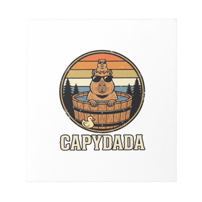 Bloc De Notas Capydada Capybara Papá Diseño Vectorial Retro Bañe (Frente)