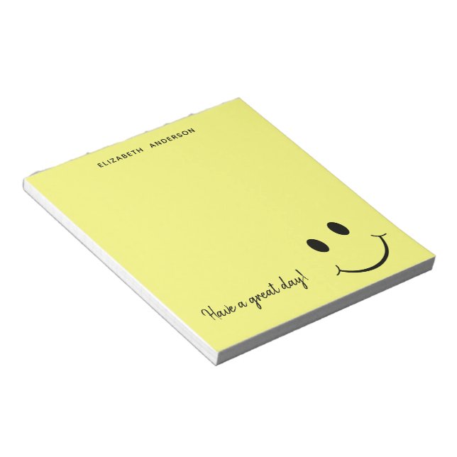 Bloc De Notas Cara Feliz Amarilla Personalizada (Lado Derecho)